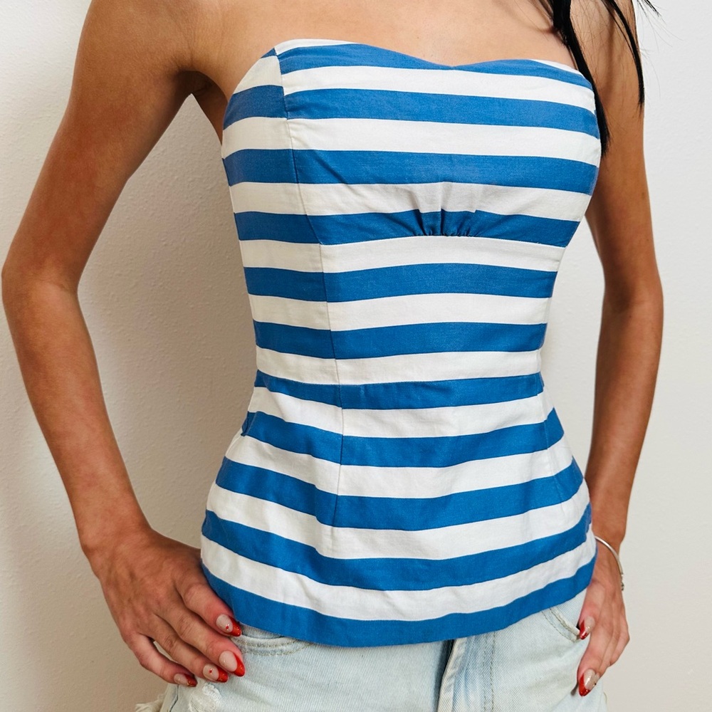 Lilly Pulitzer Blue and White Striped Corset Top